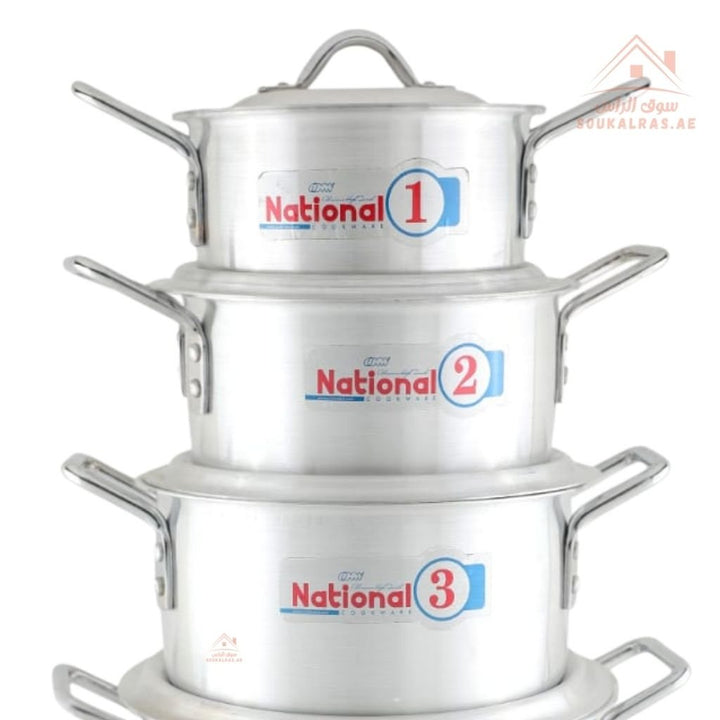 National 10 - Piece Aluminum Cookware Set | Durable Cooking Pots, perfect for everyday meals and family cooking - Souk Al Ras