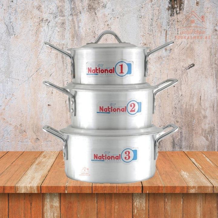 National 10 - Piece Aluminum Cookware Set | Durable Cooking Pots, perfect for everyday meals and family cooking - Souk Al Ras