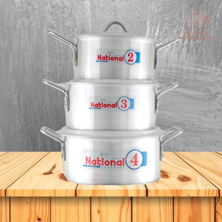 National 10 - Piece Aluminum Cookware Set| Heavy - Duty Cooking Pots |ideal for preparing daily meals, family gatherings, and traditional dishes - Souk Al Ras