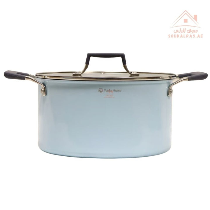 Nubira Series 9 - Piece Crystal Ceramic Cookware Set | Forged Aluminum | Blue Marble Non - Stick, Perfect heat distribution & elegant hammered design - Souk Al Ras