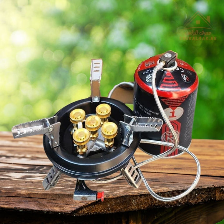 OMEGA KOREA ASBAR Edition Portable Camping Gas Stove | High - Power Brass Burner | Compact Foldable Outdoor Stove with Carry Case | Ideal for Camping, BBQ & Desert Trips - Souk Al Ras