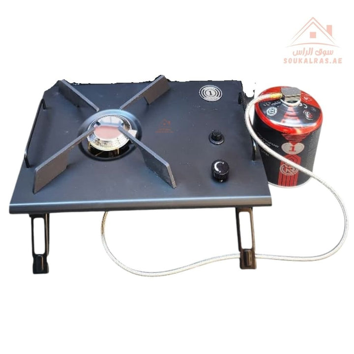 OMEGA KOREA HUMMER Edition Portable Camping Gas Stove | Foldable Heavy - Duty Outdoor Gas Burner | High Heat Output | Includes Carry Case | Ideal for Camping, BBQ & Travel Cooking - Souk Al Ras