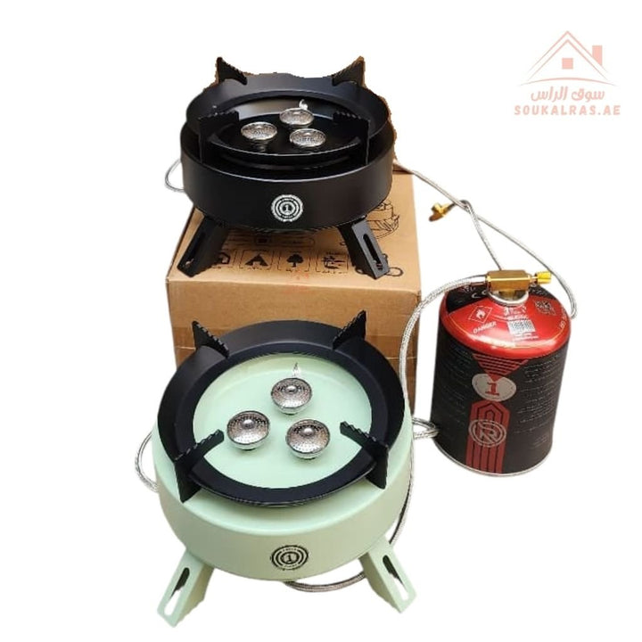 OMEGA KOREA RAYS MARK II Edition Portable Camping Gas Stove | Triple Burner Outdoor Gas Cooker | Compact Design with Carry Case | Ideal for Camping, BBQ & Travel - Souk Al Ras
