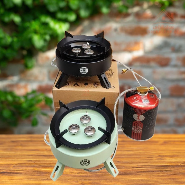 OMEGA KOREA RAYS MARK II Edition Portable Camping Gas Stove | Triple Burner Outdoor Gas Cooker | Compact Design with Carry Case | Ideal for Camping, BBQ & Travel - Souk Al Ras