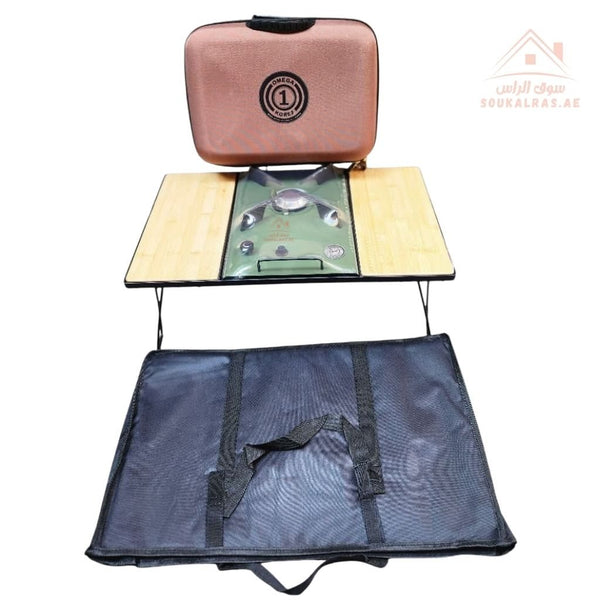 Omega Portable Gas Stove with Foldable Table | Outdoor Camping Gas Burner | Easy Carry Case | Easy to clean and store - Souk Al Ras