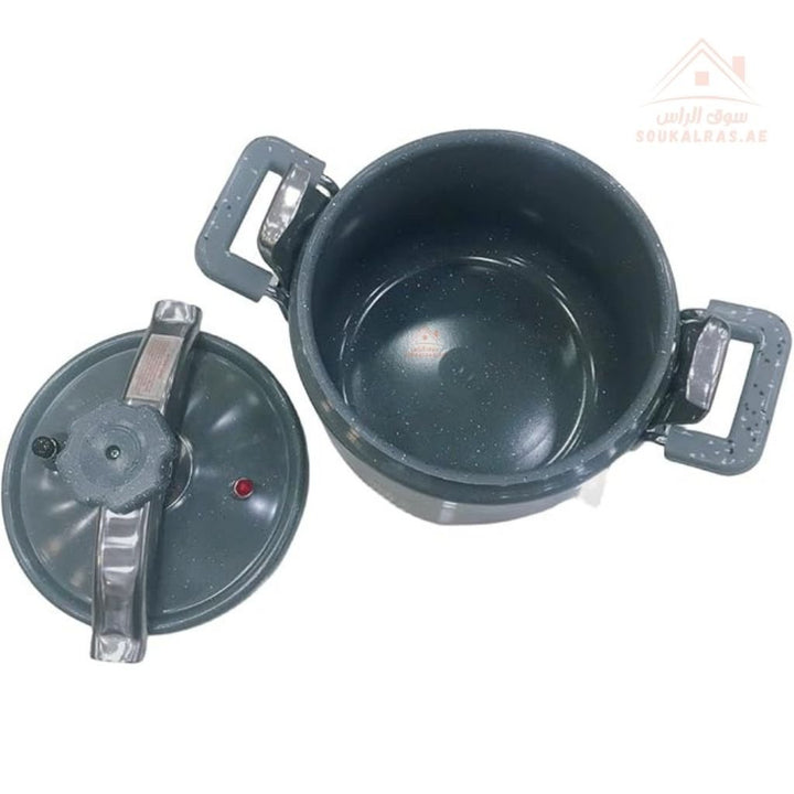 Omega1 Deep Granite Pressure Cooker Comes With Two Lids One Granite and One Glass – Durable Non - Stick Cooker| Heat Resistant & Stylish Design - Souk Al Ras
