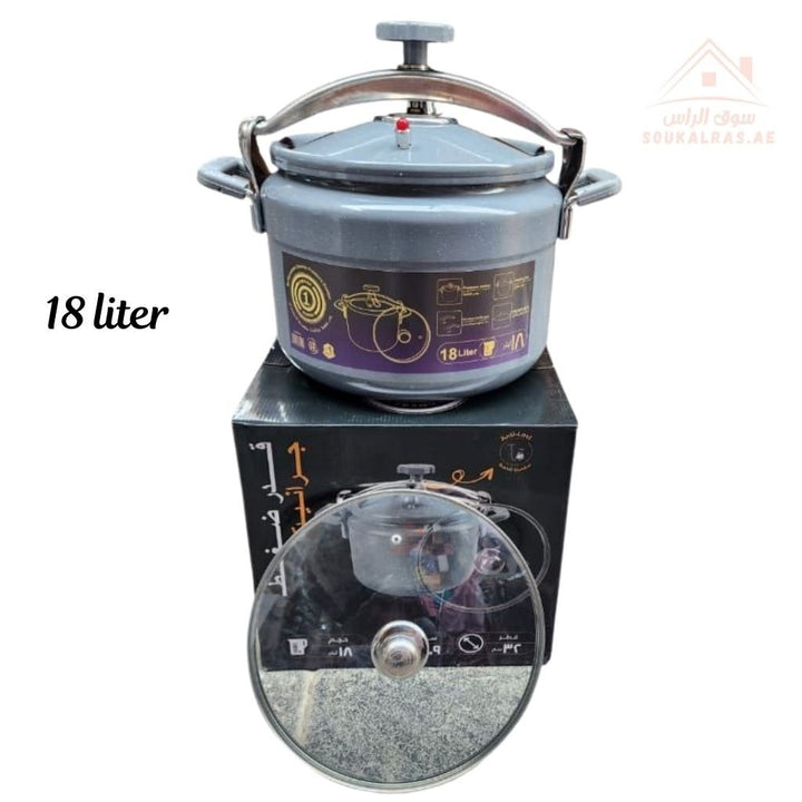 Omega1 Deep Granite Pressure Cooker Comes With Two Lids One Granite and One Glass – Durable Non - Stick Cooker| Heat Resistant & Stylish Design - Souk Al Ras