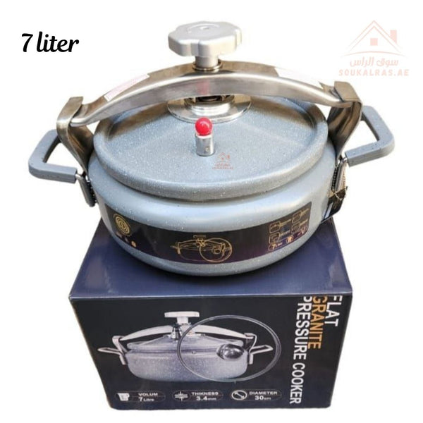 Omega1 Flate Granite Pressure Cooker Comes With Two Lids One Granite and One Glass – Durable Non - Stick Cooker| Heat Resistant & Stylish Design - Souk Al Ras