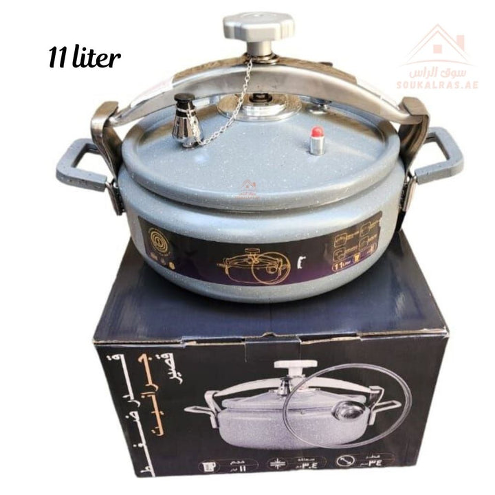 Omega1 Flate Granite Pressure Cooker Comes With Two Lids One Granite and One Glass – Durable Non - Stick Cooker| Heat Resistant & Stylish Design - Souk Al Ras