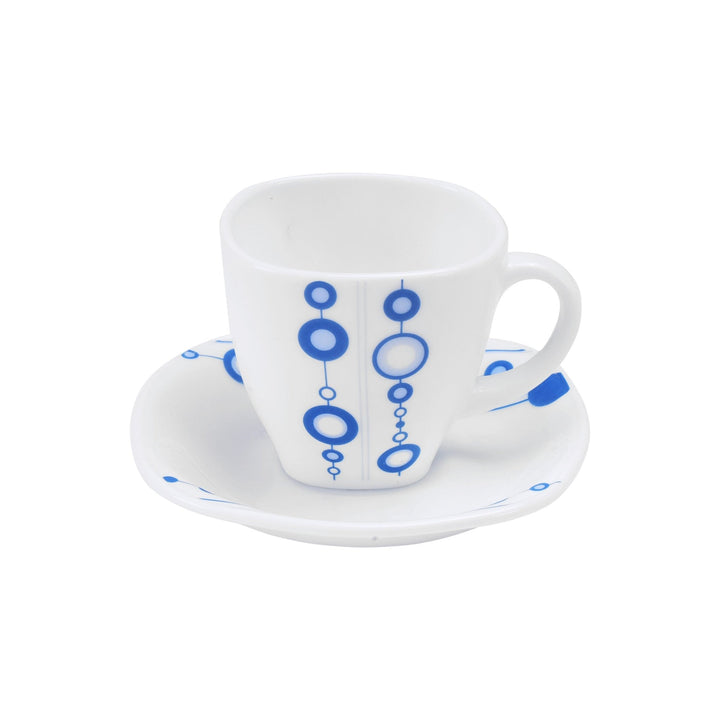 Opal Hard Square Dinner Set, White - Blue 97 Pieces - Souk Al RasDinnerware Sets