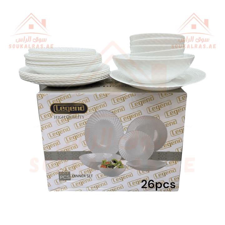 Opal Ware Dinner Set - Plates and Bowls 26 Pcs |Durable, stylish, and practical - Souk Al Ras