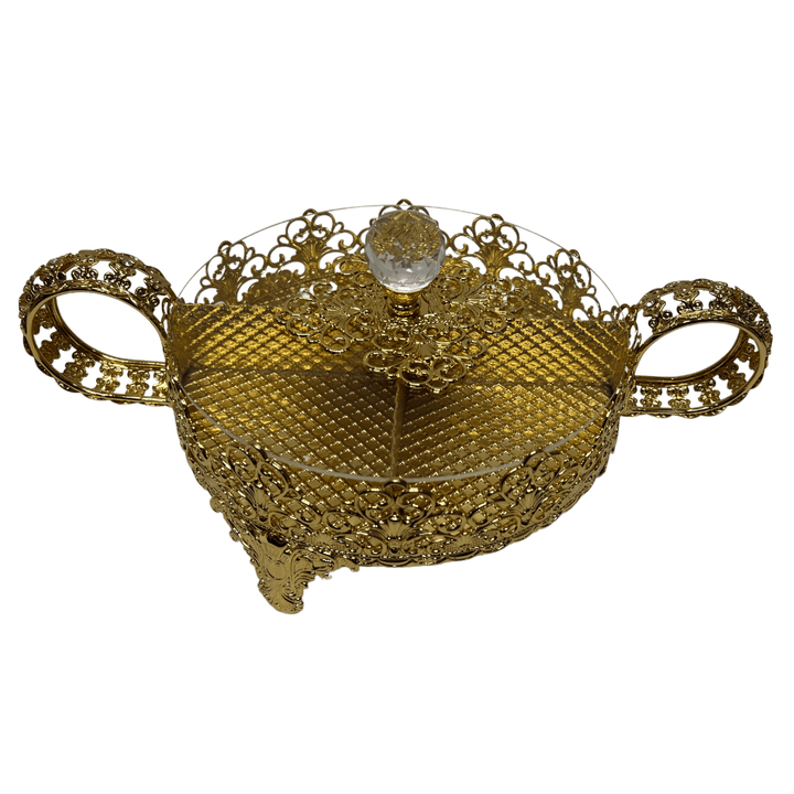 Opulent 20cm Gold Serving Tray | Elite Table Decor - Souk Al RasGold Mesh Serving Tray