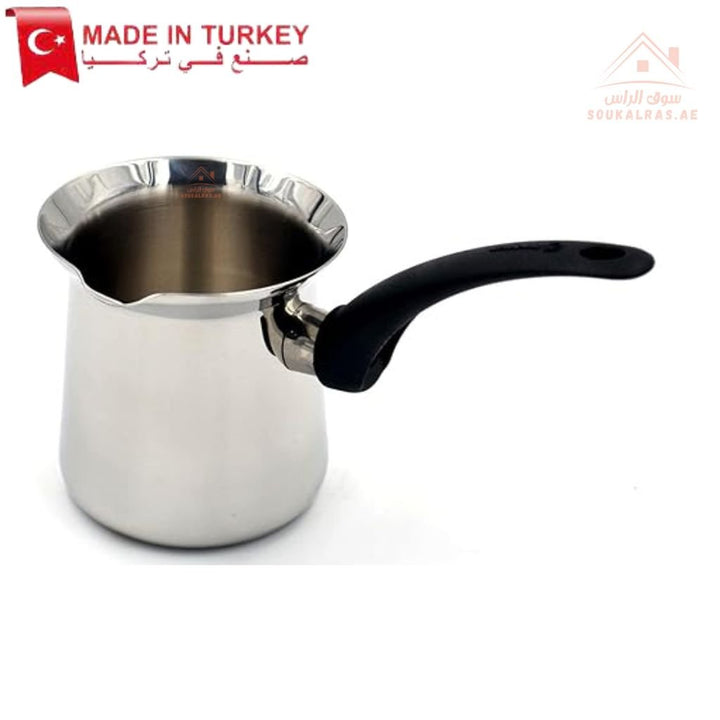 Orbit Stainless Steel Coffee Pot | 4 - Cup Turkish Coffee Maker | Heat - Resistant Handle - Made In Turkey - Souk Al Ras