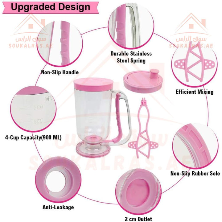 Pancake Batter Dispenser | Easy Pour for Pancakes, Waffles, Cupcakes & Muffins | Kitchen Gadget (Pink) - Souk Al Ras