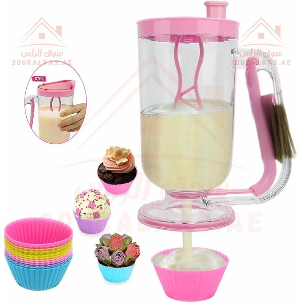 Pancake Batter Dispenser | Easy Pour for Pancakes, Waffles, Cupcakes & Muffins | Kitchen Gadget (Pink) - Souk Al Ras