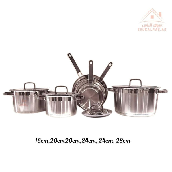 Panda Series 10 - Piece Stainless Steel Cookware Set | 6 - Layer Non - Stick Coating | Induction Compatible - Souk Al Ras