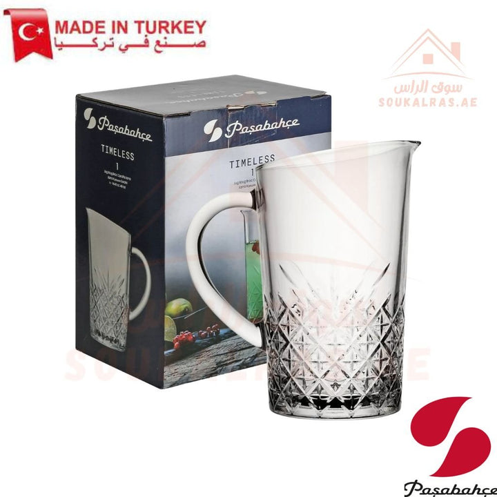 Pasabahce 1.4L Glass Pitcher Jug with Handle | Elegant Carafe for Water, Juice, Wine & Cocktails - Souk Al Ras