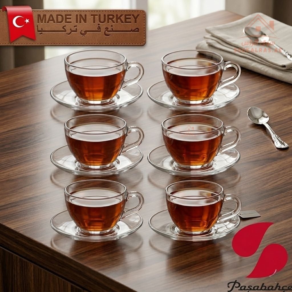 A Basic Tea Cap Pasabahce Basic 12-Piece Cup & Saucer Set | 238 ml Glass Tea & Coffee ...