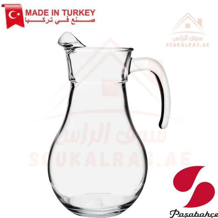 Pasabahce Bistro Glass Jug | 1.8L Water Carafe with Lid | Ideal for home, cafes, and restaurants - Souk Al Ras