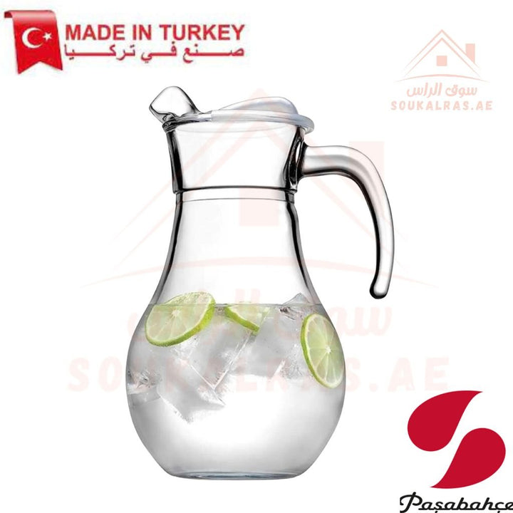 Pasabahce Bistro Glass Jug | 1.8L Water Carafe with Lid | Ideal for home, cafes, and restaurants - Souk Al Ras