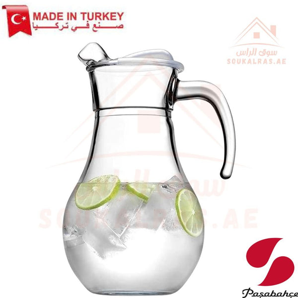 Pasabahce Bistro Glass Jug | 1.8L Water Carafe with Lid | Ideal for home, cafes, and restaurants - Souk Al Ras