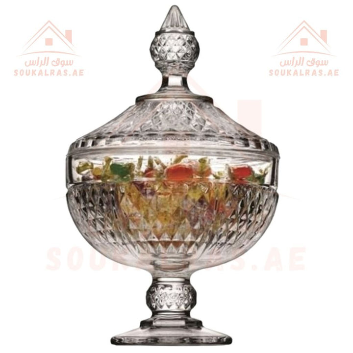 Paşabahçe Diamond Candy Box | 245x153mm Crystal Glass | Elegant Design | Made in Turkey - Souk Al Ras