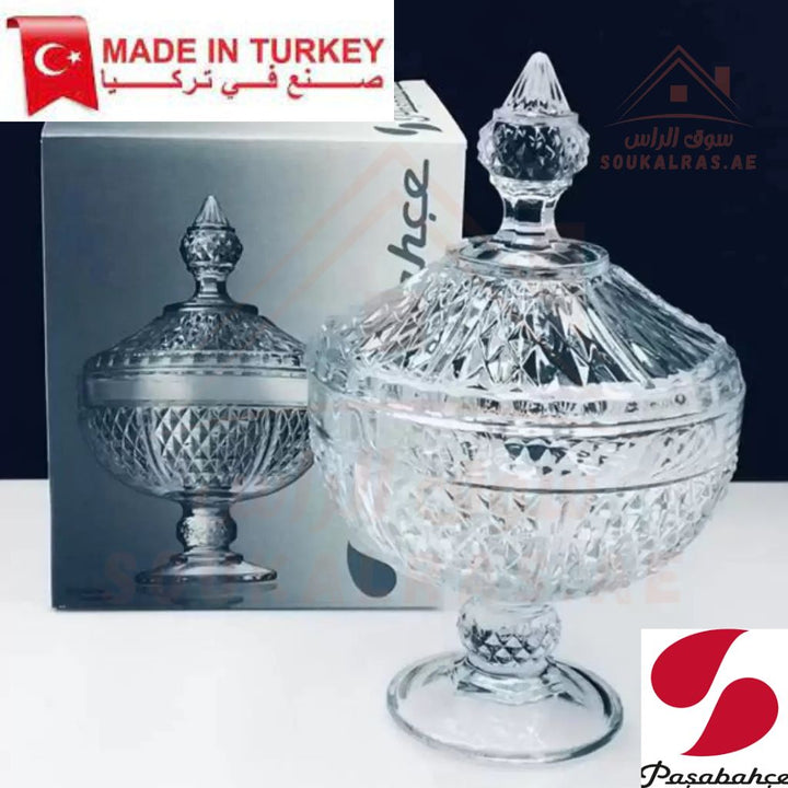 Paşabahçe Diamond Candy Box | 245x153mm Crystal Glass | Elegant Design | Made in Turkey - Souk Al Ras