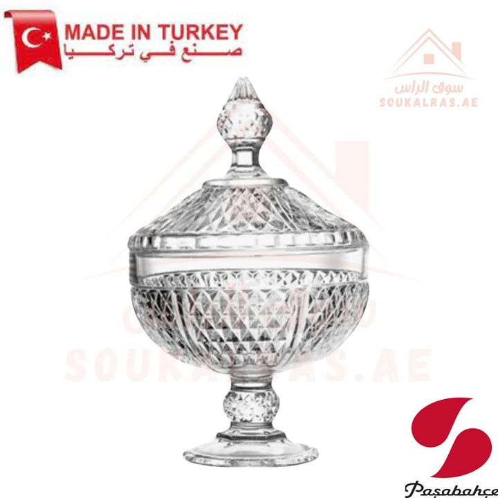 Paşabahçe Diamond Candy Box | 245x153mm Crystal Glass | Elegant Design | Made in Turkey - Souk Al Ras