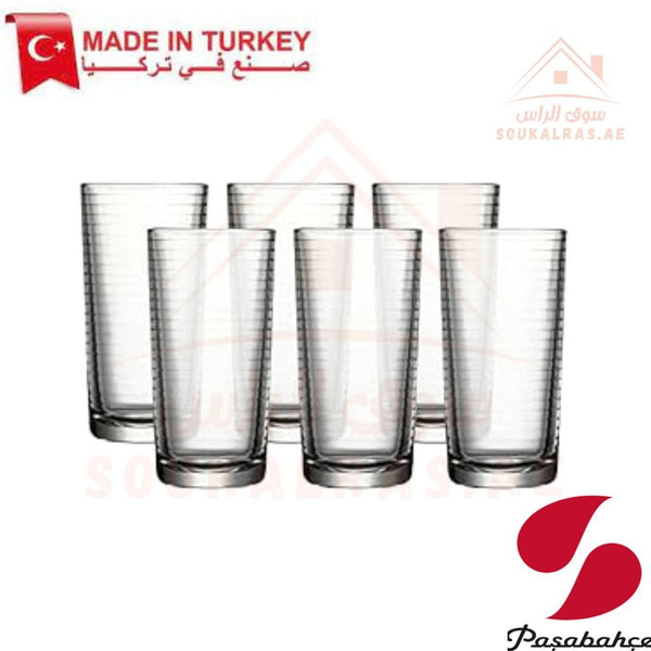 Paşabahçe DORO 6 - Piece long Versatile Use Glass Tumbler Set 260 CM |Lightweight & Sturdy – Comfortable grip - Premium Drinkware for Home. - Souk Al Ras