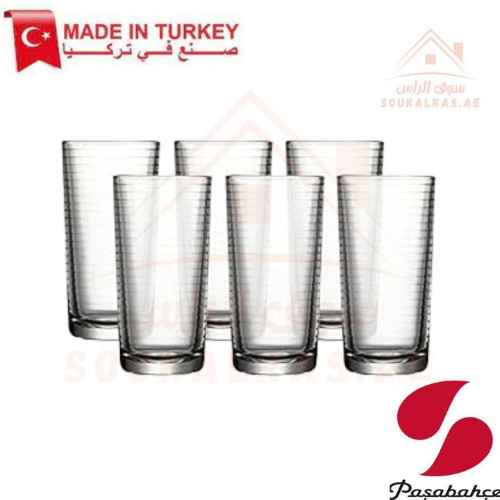 Paşabahçe DORO 6 - Piece long Versatile Use Glass Tumbler Set 260 CM |Lightweight & Sturdy – Comfortable grip - Premium Drinkware for Home. - Souk Al Ras