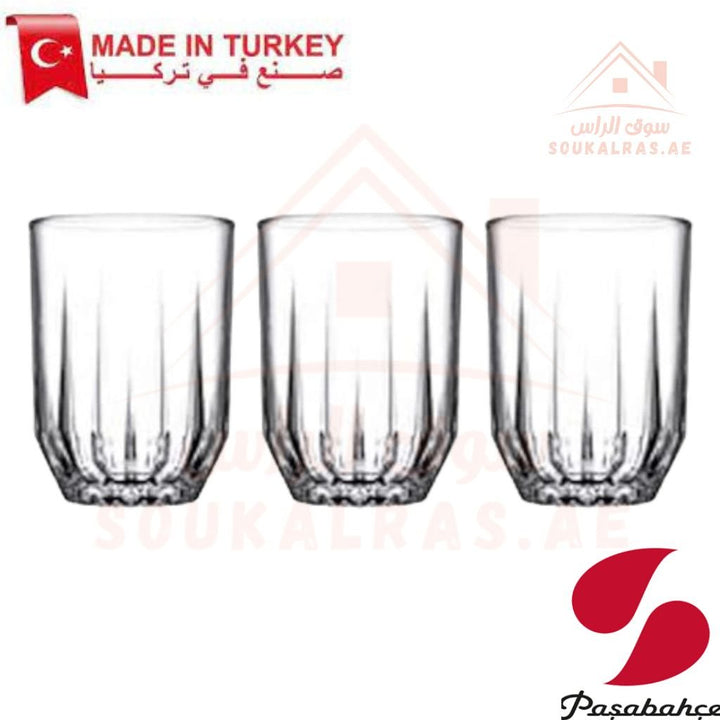 Paşabahçe ECHO 3 - Piece Versatile Use Glass Tumbler Set 250 ml |Lightweight & Sturdy – Comfortable grip - Premium Drinkware for Home. - Souk Al Ras