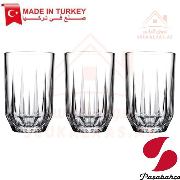 Paşabahçe ECHO 3 - Piece Versatile Use Glass Tumbler Set 350 ml |Lightweight & Sturdy – Comfortable grip - Premium Drinkware for Home. - Souk Al Ras