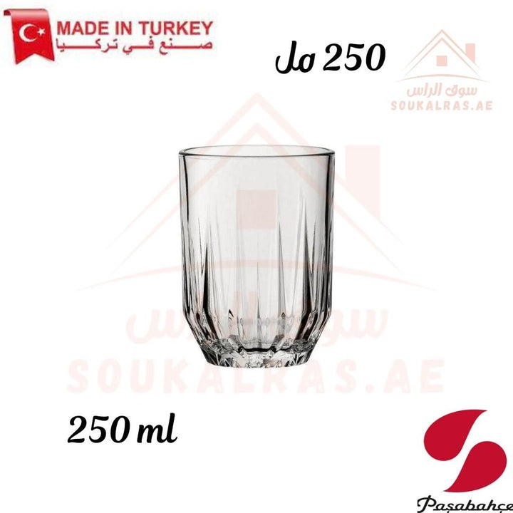 Paşabahçe ECHO 6 - Piece Versatile Use Glass Tumbler Set 250 ml |Lightweight & Sturdy – Comfortable grip - Premium Drinkware for Home. - Souk Al Ras