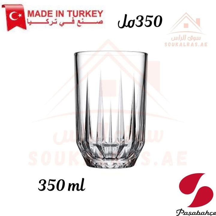 Paşabahçe ECHO 6 - Piece Versatile Use Glass Tumbler Set 350 ml |Lightweight & Sturdy – Comfortable grip - Premium Drinkware for Home. - Souk Al Ras