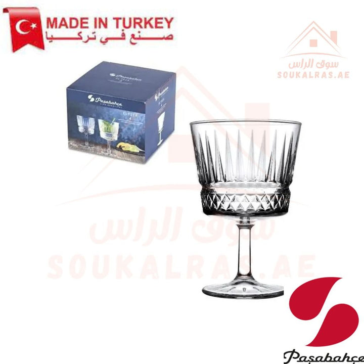 Pasabahce Elysia Coupe Glass 260 ml - 4 Piece Set| Elegant Crystal - Cut Design for Cocktails & Desserts. - Souk Al Ras