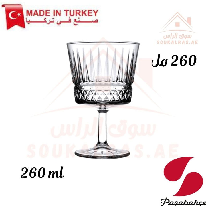 Pasabahce Elysia Coupe Glass 260 ml - 4 Piece Set| Elegant Crystal - Cut Design for Cocktails & Desserts. - Souk Al Ras