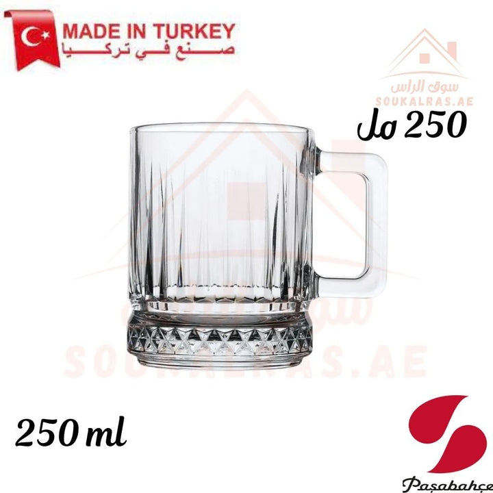 Pasabahce Elysia Glass Mug Set Perfect Capacity 250 ml - 2 Piece - Versatile Use | Elegant Tempered Glass Design - Souk Al Ras