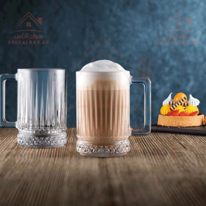 Pasabahce Elysia Glass Mug Set Perfect Capacity 310 ml - 2 Piece - Versatile Use | Elegant Tempered Glass Design. - Souk Al Ras