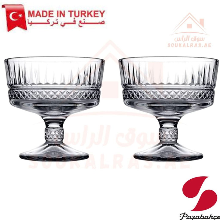 Pasabahce Elysia Ice Cream Bowl Ideal Capacity 250 ml - 2 Piece Set - Versatile Use| Elegant Glass Dessert Bowls - Souk Al Ras