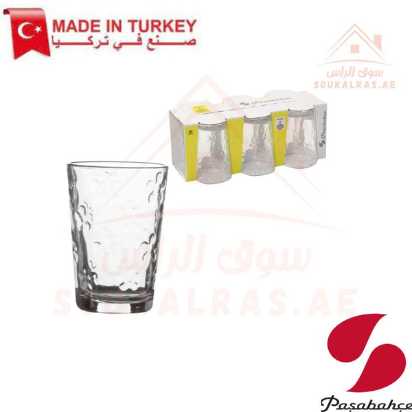 Paşabahçe FLOWERS 6 - Piece Versatile Use Glass Tumbler Set |Lightweight & Sturdy – Comfortable grip - Premium Drinkware for Home. - Souk Al Ras