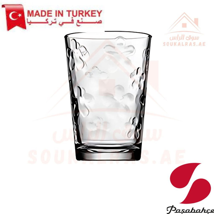 Paşabahçe FLOWERS 6 - Piece Versatile Use Glass Tumbler Set |Lightweight & Sturdy – Comfortable grip - Premium Drinkware for Home. - Souk Al Ras