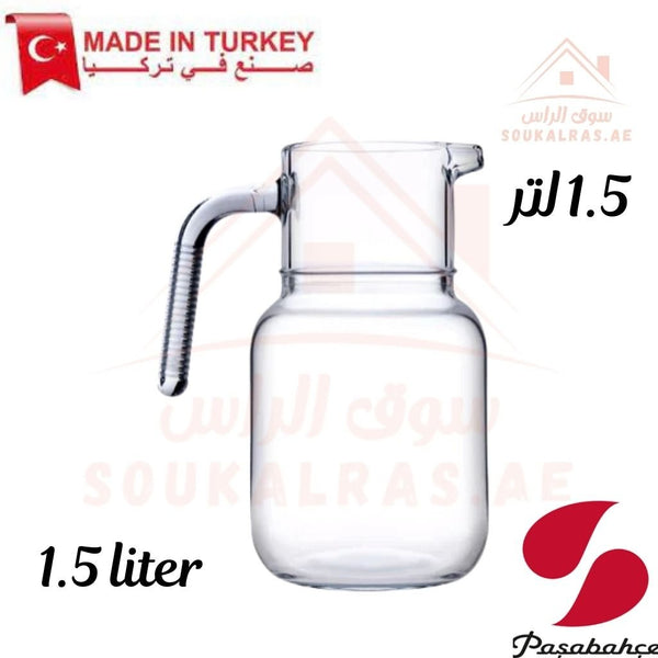 Pasabahce HOOP Glass Jug | 1.5 L Water Carafe with Lid | Ideal for home, cafes, and restaurants - Souk Al Ras