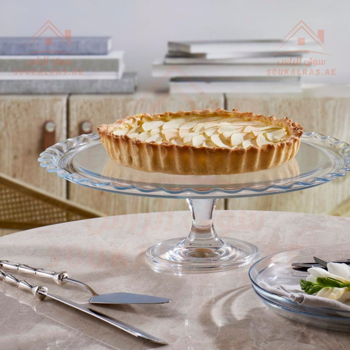 Pasabahce Maxi Patisserie Footed Service Plate 370mm - Generous Size - Generous Size | Elegant Glass Cake Stand for Serving - Souk Al Ras