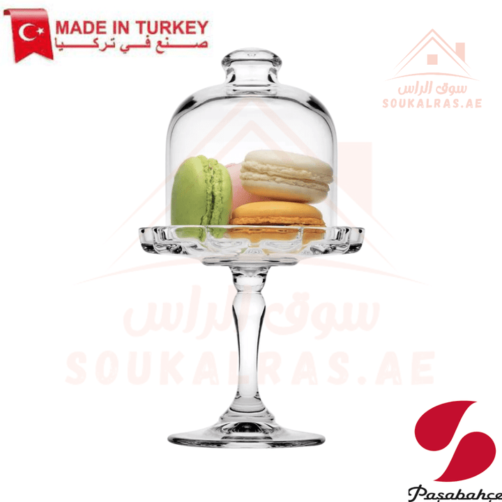 Pasabahce Mini Patisserie Footed Serving Plate 110x187mm | Elegant Glass Dessert Stand | Premium Cake Display - Souk Al Ras