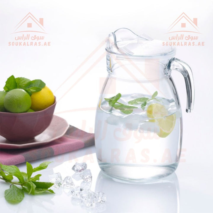 Pasabahce NIGARA Glass Jug | 2.5 L Water Carafe with Lid | Ideal for home, cafes, and restaurants . - Souk Al Ras