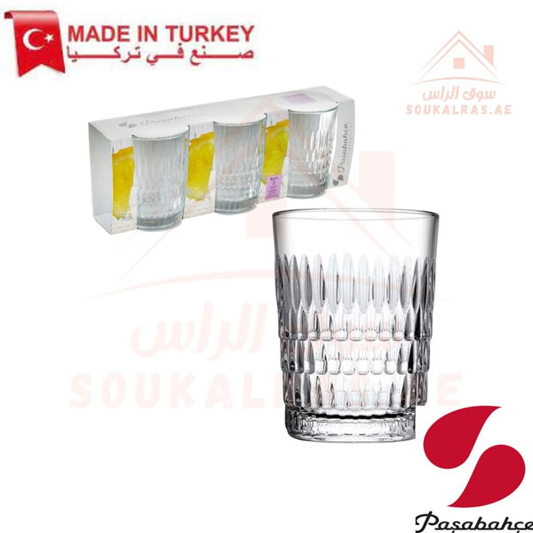 Paşabahçe RAIN 3 - Piece Versatile Use Glass Tumbler Set 250CM |Lightweight & Sturdy – Comfortable grip - Premium Drinkware for Home. - Souk Al Ras