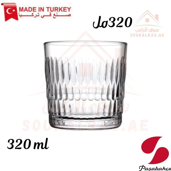 Paşabahçe RAIN 3 - Piece Versatile Use Glass Tumbler Set 320 ML |Lightweight & Sturdy – Comfortable grip - Premium Drinkware for Home. - Souk Al Ras