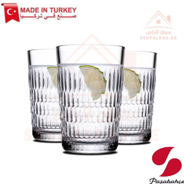 Paşabahçe RAIN 3 - Piece Versatile Use Glass Tumbler Set 350 ml |Lightweight & Sturdy – Comfortable grip - Premium Drinkware for Home. - Souk Al Ras