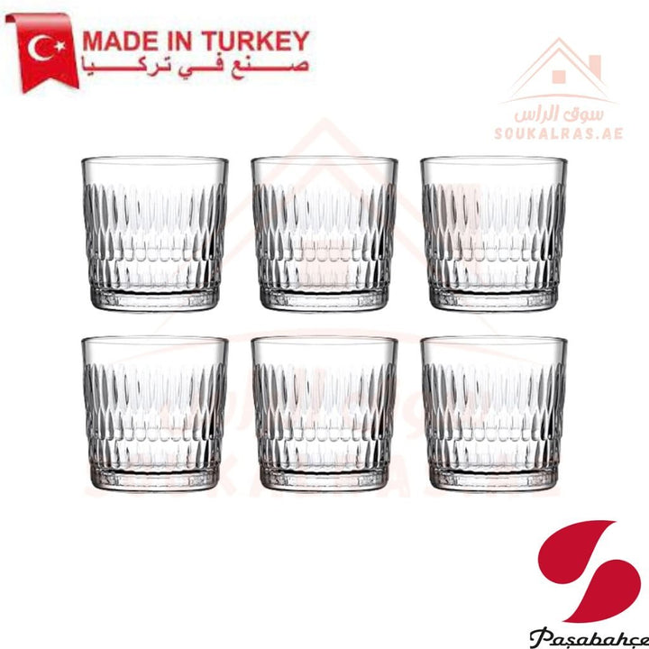 Paşabahçe RAIN 6 - Piece Versatile Use Glass Tumbler Set 300 ML |Lightweight & Sturdy – Comfortable grip - Premium Drinkware for Home. - Souk Al Ras