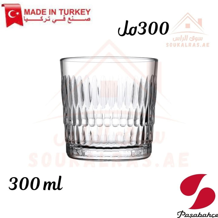 Paşabahçe RAIN 6 - Piece Versatile Use Glass Tumbler Set 300 ML |Lightweight & Sturdy – Comfortable grip - Premium Drinkware for Home. - Souk Al Ras